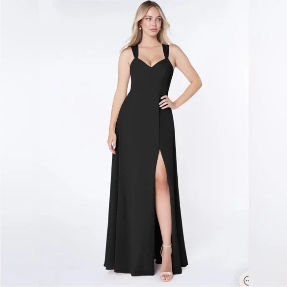 Azazie Jane Elegant Black Evening Gown - Picture 2 of 9